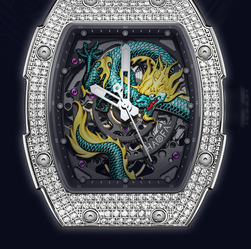 HAOFA Model 1968S Crystal Bezel 3D Dragon Automatic watch