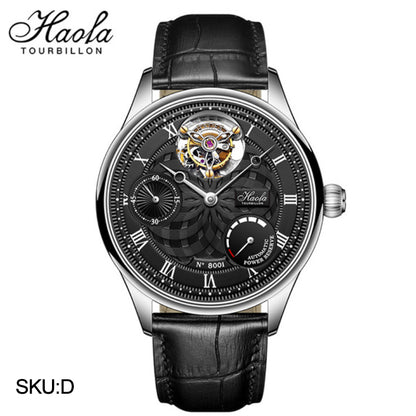 HAOFA 12'clock Power Reserve Display Automatic Tourbillon Watch 8001