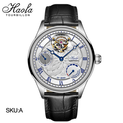 HAOFA 12'clock Power Reserve Display Automatic Tourbillon Watch 8001