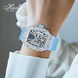 HAOFA Middle Size Automatic Movement watch Crystal bezel and side 60 hours power 50M Waterproof  1907L