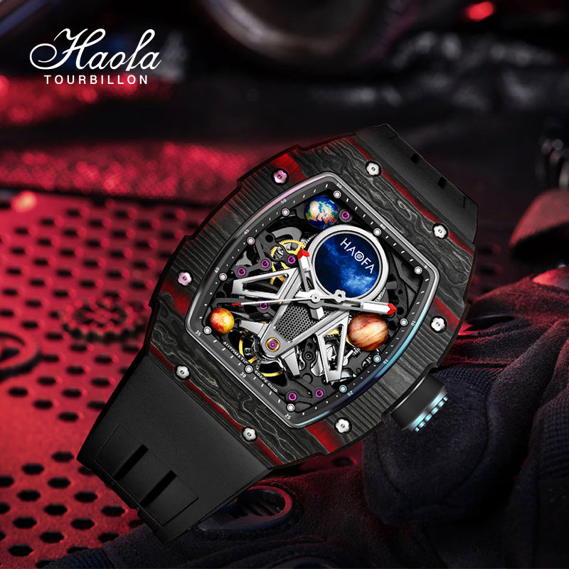 HAOFA 3D Spaceship Automatic Movement Carbon Fiber 5ATM Men Watch 1971