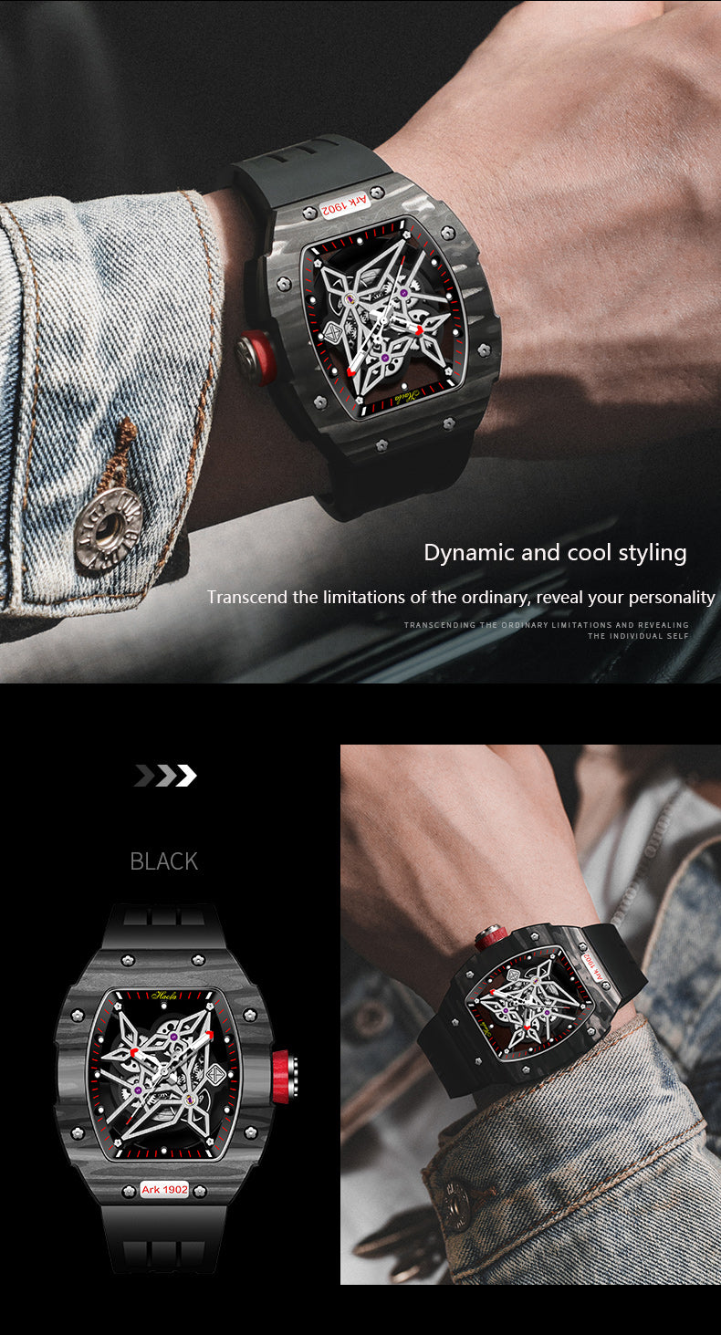 HAOFA Skeleton Carbon Fiber Automatic Watch 1902