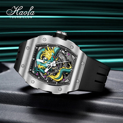 HAOFA 1968A 3D Dragon Automatic 80 Hours Power Stainless Steel 50M Waterproof Sapphire Crystal