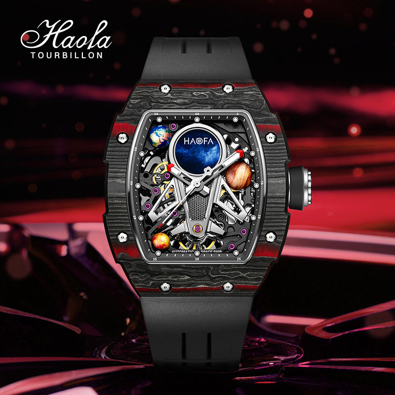 HAOFA 3D Spaceship Automatic Movement Carbon Fiber 5ATM Men Watch 1971