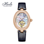 Haofa 2118 women lady Tourbillon watches Pearl dial mechanical watches  Luxury Sapphire oval  tourbillon movement
