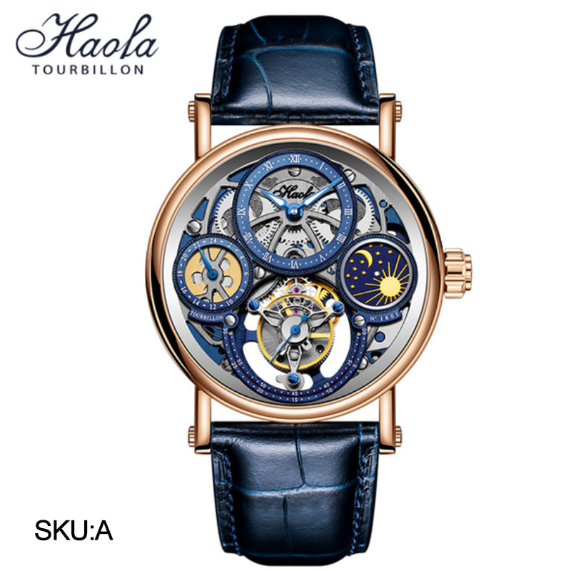 Haofa 1601 Skeleton GMT CNC Engraving Tourbillon 28800