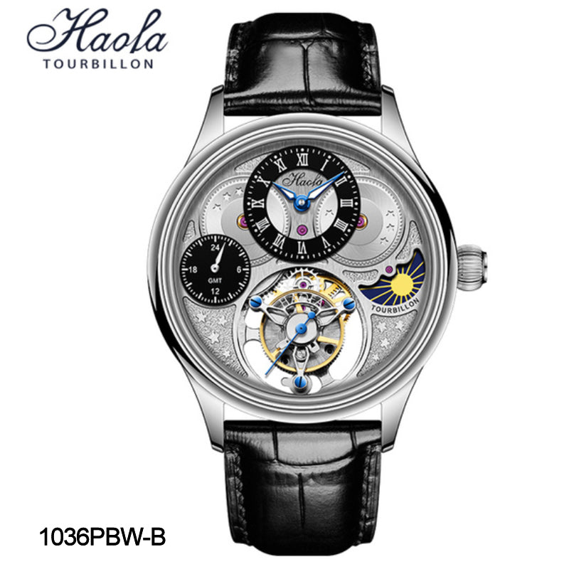 Haofa Luxury GMT Sapphire Tourbillon Watch Day And Night 1036-1