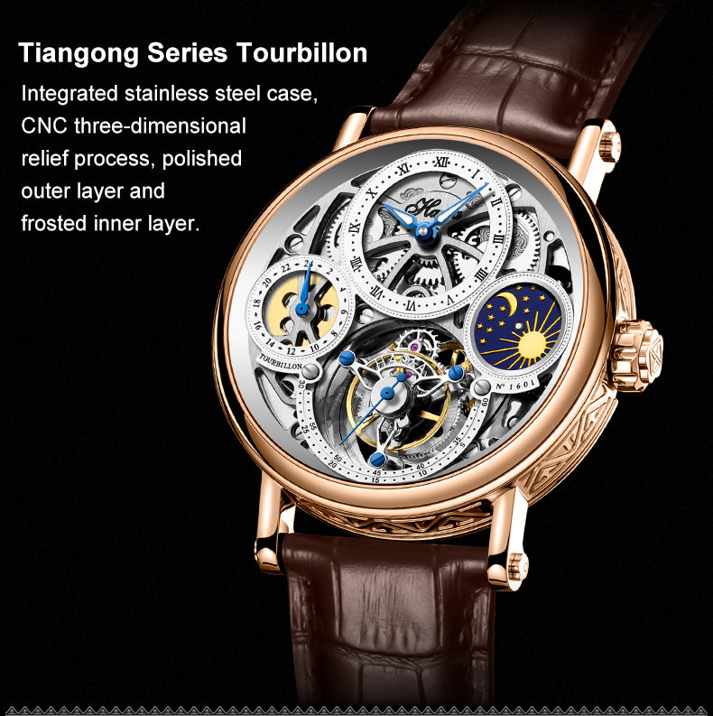 Haofa 1601 Skeleton GMT CNC Engraving Tourbillon 28800