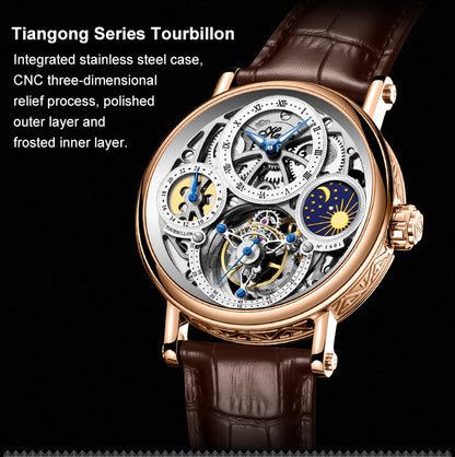 Haofa 1601 Skeleton GMT CNC Engraving Tourbillon 28800