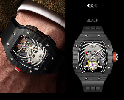 Haofa Skeleton Tourbillon Watches Carbon Fiber Bezel 1903-G