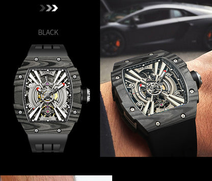 Haofa 1906 double Carbon Fiber Mechanical Watch 80 Hours power Skeleton