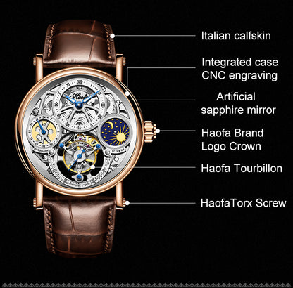 Haofa 1601 Skeleton GMT CNC Engraving Tourbillon 28800