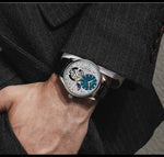 HAOFA GMT Luxury Tourbillon Mechanical Mens Watch Sapphire Moonphase 1036