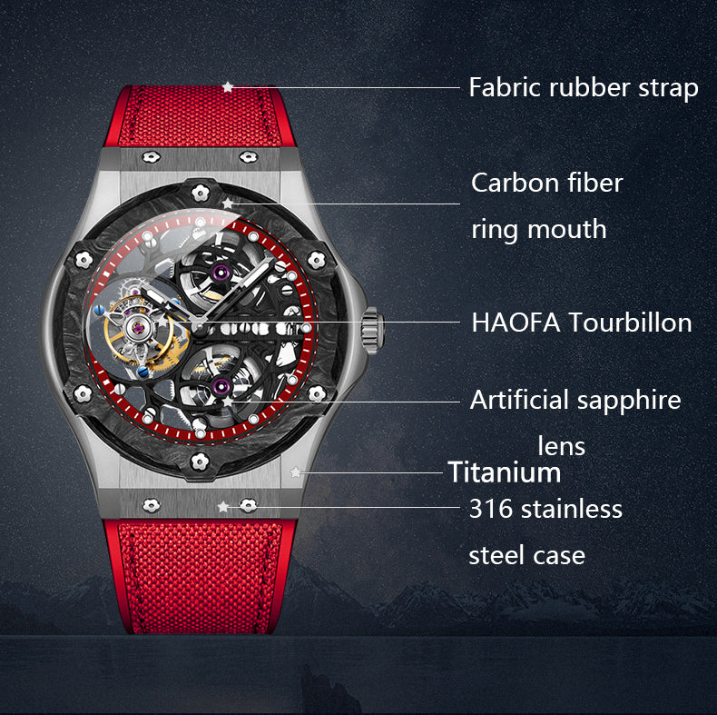 Haofa Tourbillon 1918 Carbon fiber bezel Titanium alloy case