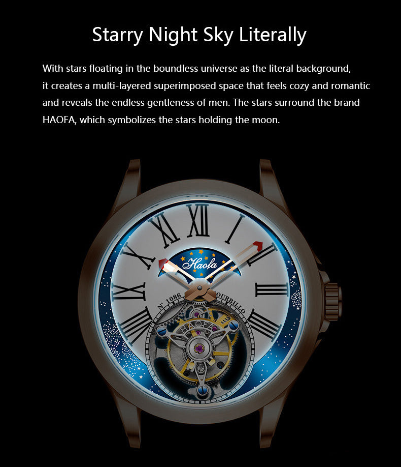 HAOFA Starry Night Sky Literally Dial Tourbillon Watch 1086