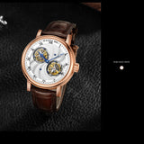 Hoafa Luxury Double Tourbillon and one Carrousel Flywheel Tourbillon Mechanical Watch For Men Sapphire 18K Real Gold  Mens Watch Limited Edition