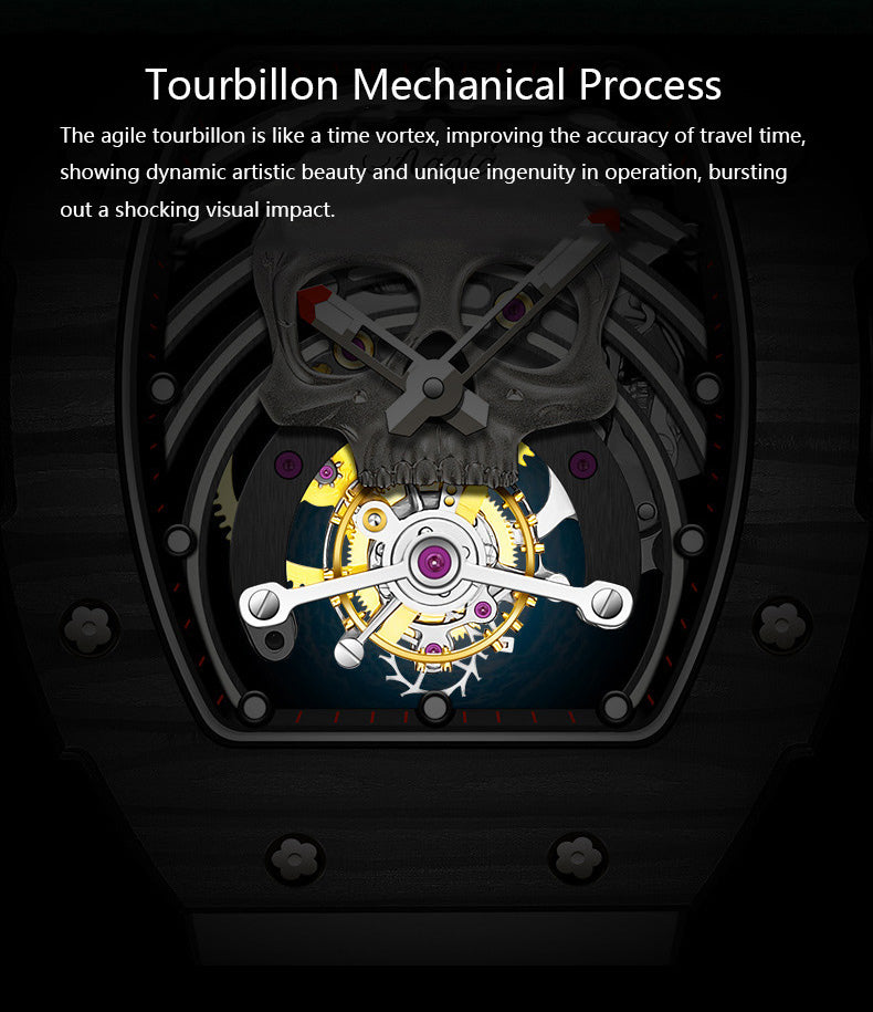 Haofa Skeleton Tourbillon Watches Carbon Fiber Bezel 1903-G