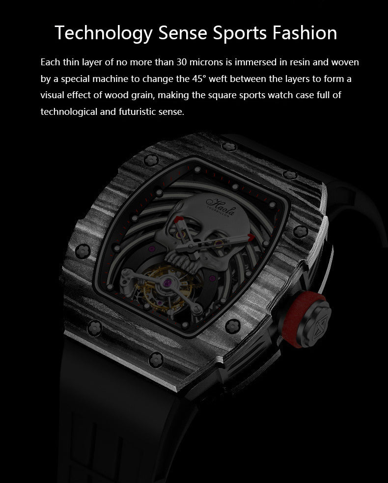 Haofa Skeleton Tourbillon Watches Carbon Fiber Bezel 1903-G