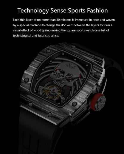 Haofa Skeleton Tourbillon Watches Carbon Fiber Bezel 1903-G