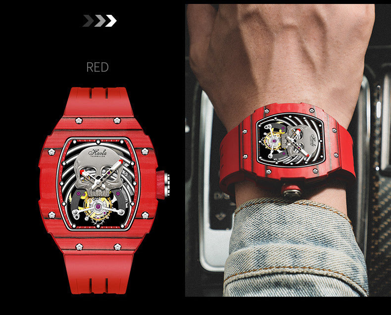 Haofa Skeleton Tourbillon Watches Carbon Fiber Bezel 1903-G