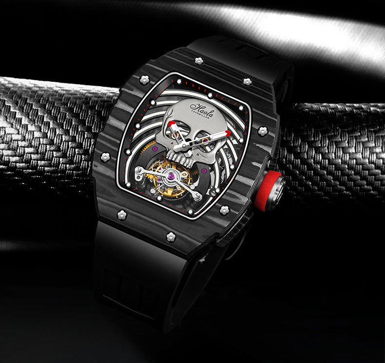 Haofa Skeleton Tourbillon Watches Carbon Fiber Bezel 1903-G