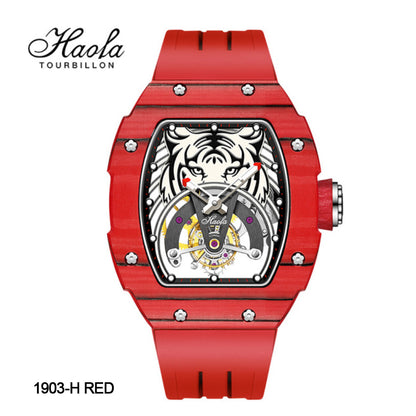 Haofa Luxury Tourbillon Mechanical Watch For Men Sapphire Carbon Fiber Flying Tourbillon Tiger 1903-H