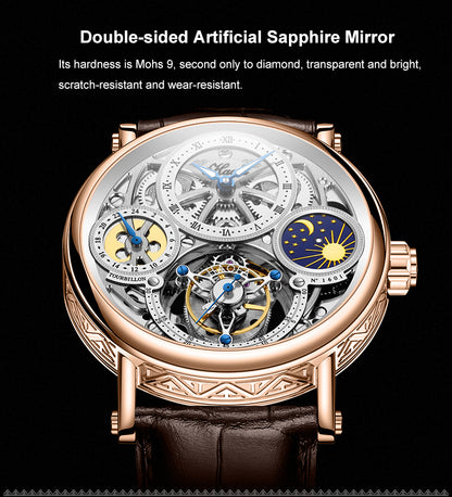 Haofa 1601 Skeleton GMT CNC Engraving Tourbillon 28800