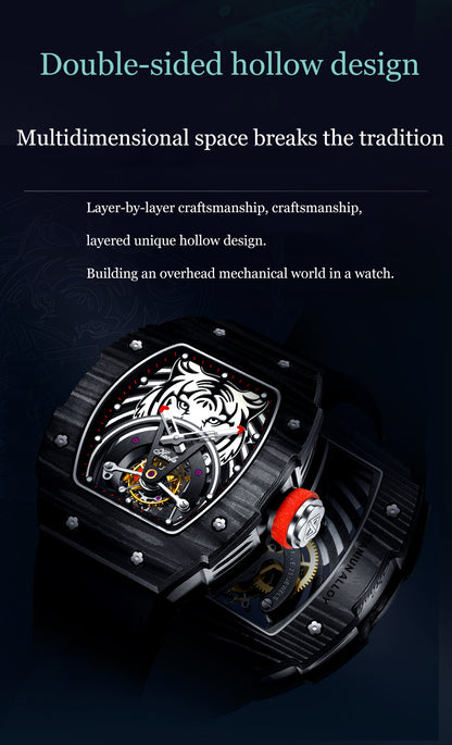 Haofa Luxury Tourbillon Mechanical Watch For Men Sapphire Carbon Fiber Flying Tourbillon Tiger 1903-H