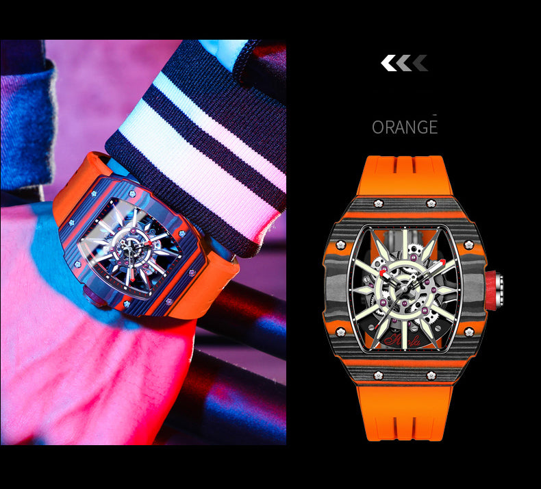 HAOFA 1905 Carbon Fiber  Bezel Titanium Magnesium Alloy Case Super Luminous Mechanical Watch