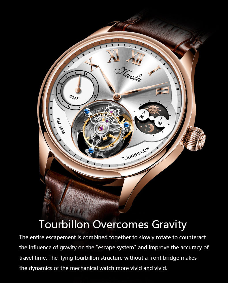 Haofa Luxury Tourbillon GMT Moonphase Watch 1038