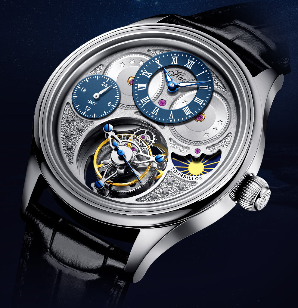 Haofa Luxury GMT Sapphire Tourbillon Watch Day And Night 1036-1