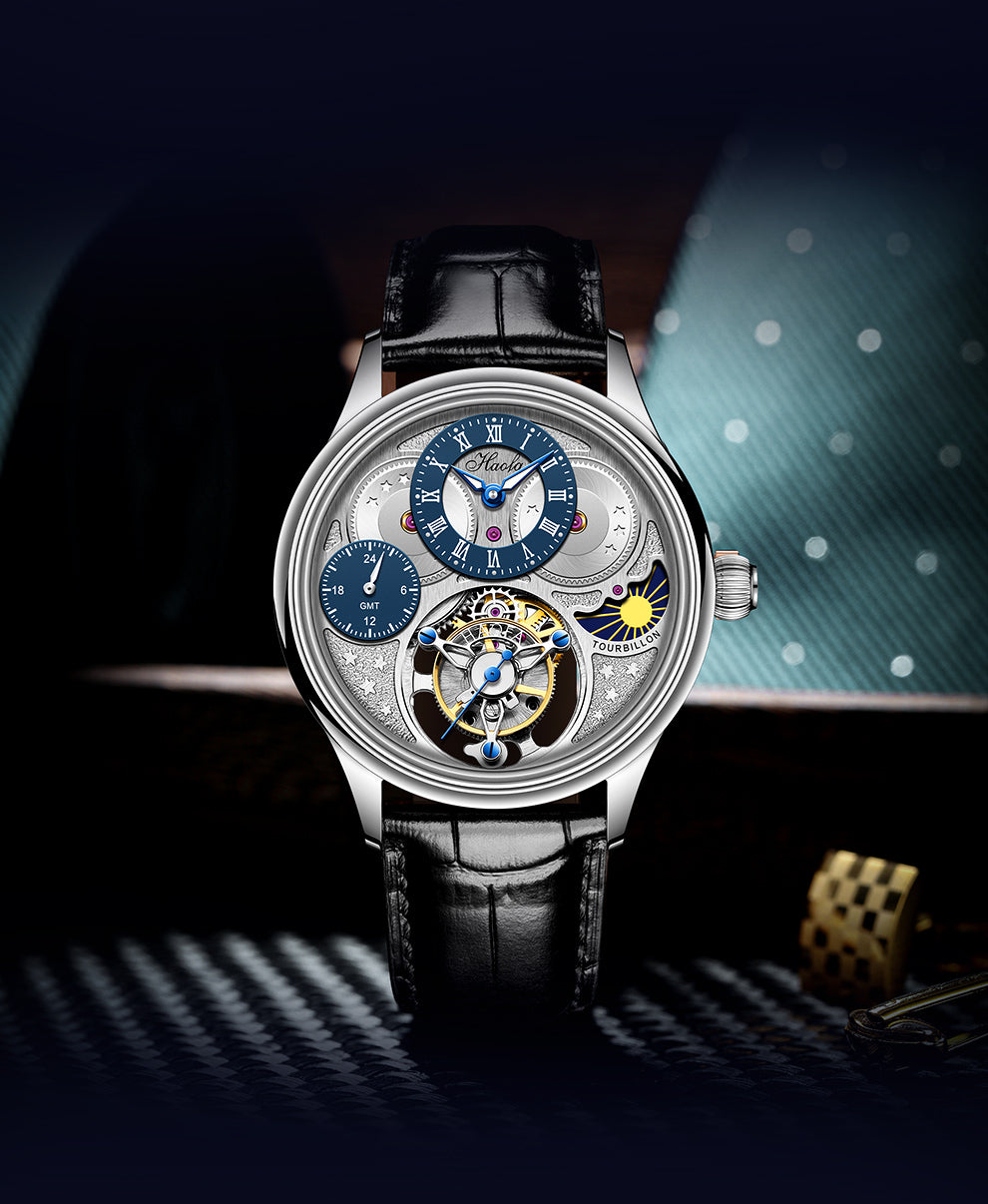 Haofa Luxury GMT Sapphire Tourbillon Watch Day And Night 1036-1