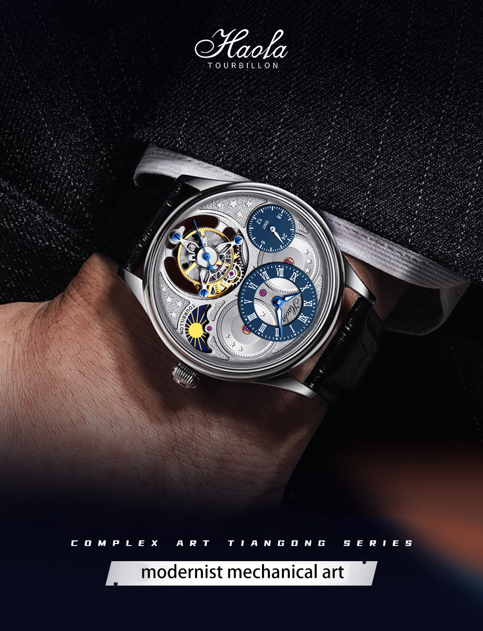 Haofa Luxury GMT Sapphire Tourbillon Watch Day And Night 1036-1