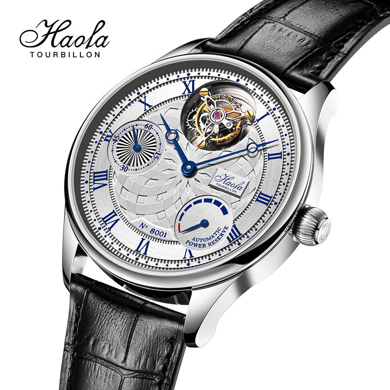 HAOFA 12'clock Power Reserve Display Automatic Tourbillon Watch 8001