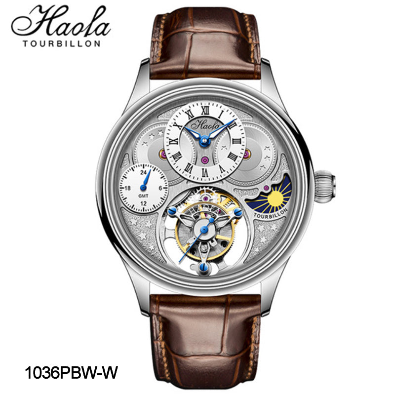 Haofa Luxury GMT Sapphire Tourbillon Watch Day And Night 1036-1